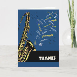 Carte de remerciements saxophone de jazz