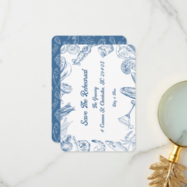 Carte De Remerciements Scales et Coquilles - Sauvegarder la répétition  (Devant/Arrière en situation)