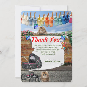 Carte De Remerciements Scène de rue à pois & chatons
