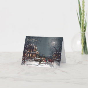 Carte De Remerciements Scène élégante de veille de Noël victorienne perso