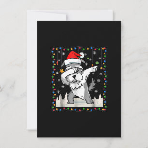 Carte De Remerciements schnauzer père Noël lumière Noël t