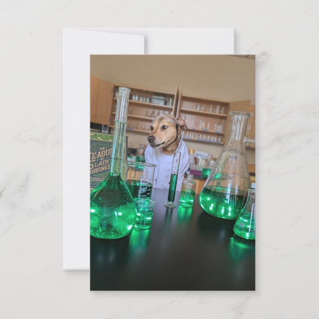 Carte De Remerciements Scientist Funny mignon chien costume de livre de c (Devant)