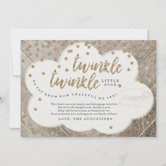 Carte De Remerciements Scintillement de scintillement peu de baby shower (Devant)