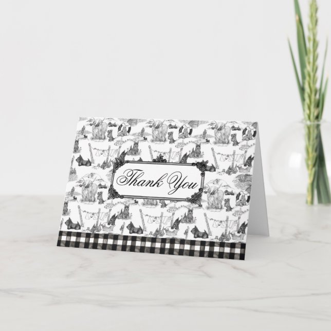 Carte De Remerciements SCOTTISH Terrier Black Toile avec personnalisation (Devant)