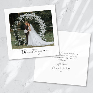 Carte De Remerciements Script avec Mariage multiphoto Heart