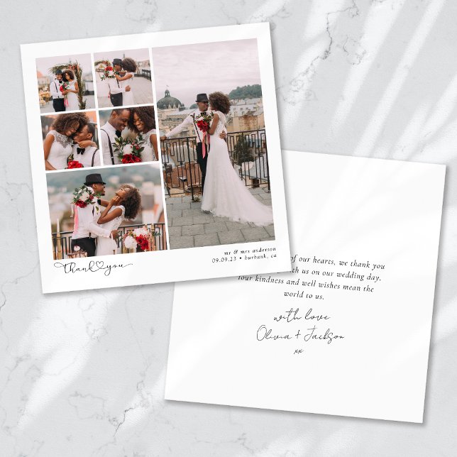 Carte De Remerciements Script avec Mariage multiphoto Heart (Créateur téléchargé)
