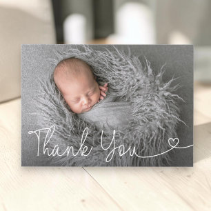 Carte De Remerciements Script cardiaque moderne personnalisable Boy Baptê