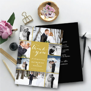 Carte De Remerciements Script classique moderne 8 Multi Photo Mariage élé