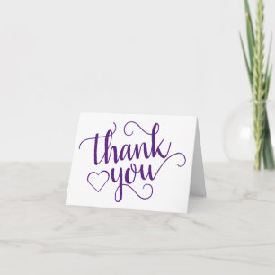 Carte De Remerciements Script d'ardoise simple Royal Purple Heart 2 Pho