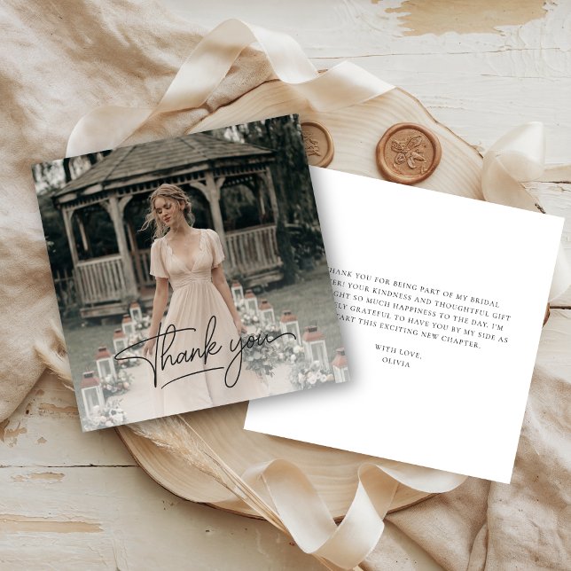 Carte De Remerciements Script de Baby Shower de Mariage avec Superpositio (Créateur téléchargé)