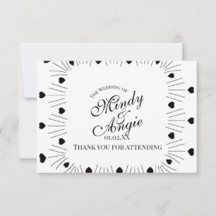 Carte De Remerciements Script de cadre de coeurs gribouillés pour mariage