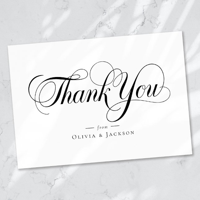 Carte De Remerciements Script de calligraphie chic Mariage personnalisé (Créateur téléchargé)