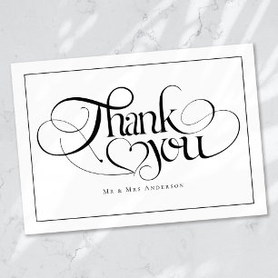 Carte De Remerciements Script de calligraphie chic Mariage personnalisé