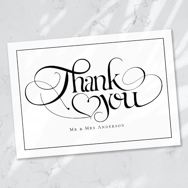 Carte De Remerciements Script de calligraphie chic Mariage personnalisé (Créateur téléchargé)