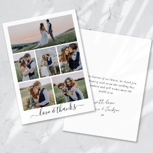 Carte De Remerciements Script de calligraphie Mariage multiphoto