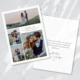 Carte De Remerciements Script de calligraphie Mariage multiphoto