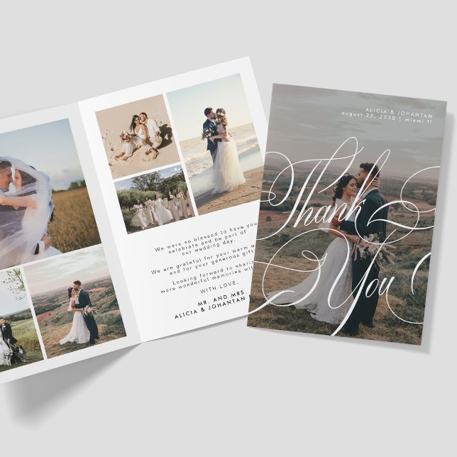 Carte De Remerciements Script de calligraphie moderne élégant 8 mariage p (Créateur téléchargé)