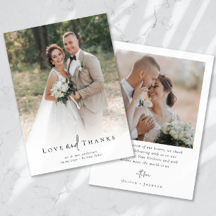 Carte De Remerciements Script de calligraphie romantique Mariage photo mu