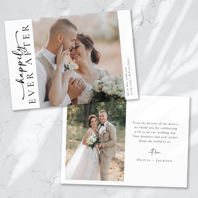 Carte De Remerciements Script de calligraphie romantique Mariage photo mu (Créateur téléchargé)