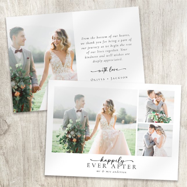 Carte De Remerciements Script de calligraphie romantique Mariage photo mu (Créateur téléchargé)