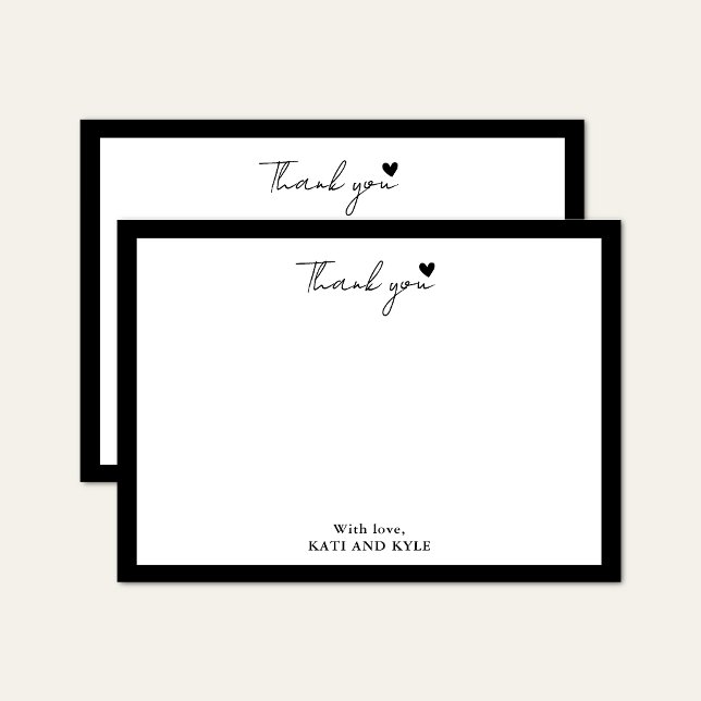 Carte De Remerciements Script de calligraphie simple cœur (Créateur téléchargé)