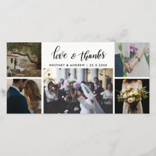 Carte De Remerciements Script de cinq photos de mariage amour et remercie
