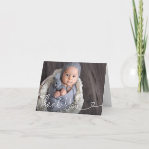 Carte De Remerciements Script de coeur simple Baby Boy