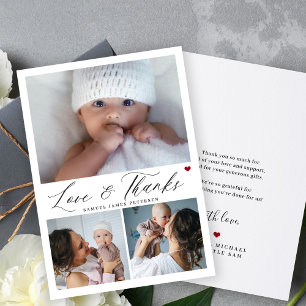 Carte De Remerciements Script de collage photo 3 pour Baby shower avec am