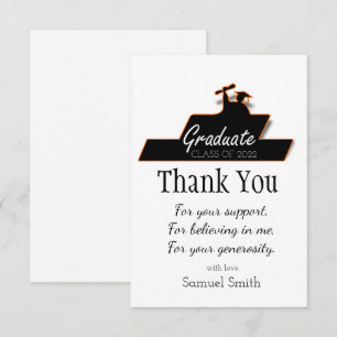 Carte De Remerciements Script de graduation Défilement noir et blanc pers