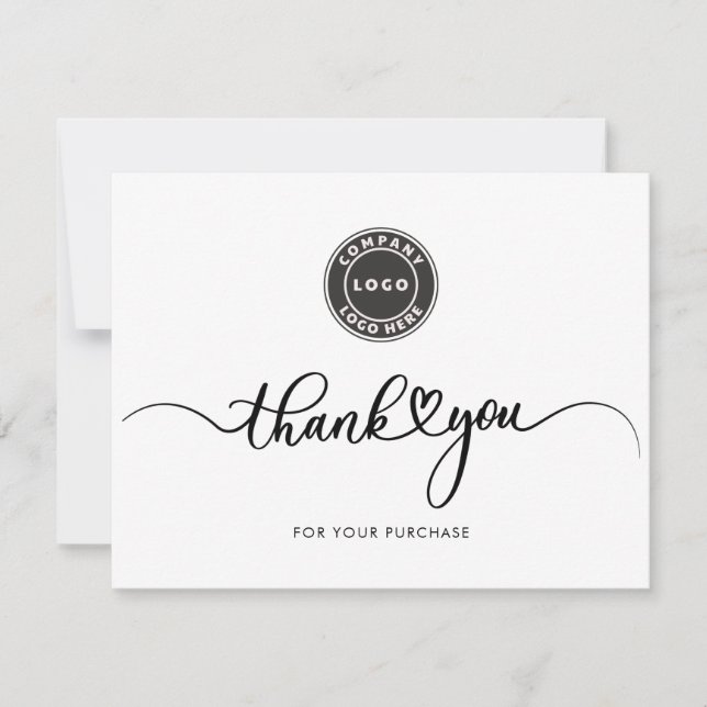 Carte De Remerciements Script de logo d'entreprise simple (Devant)