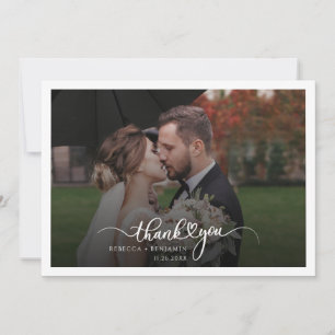 Carte De Remerciements Script de photo de couple de mariage M. et Mme