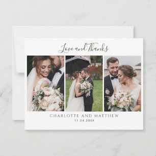 Carte De Remerciements Script de photos de mariage élégant
