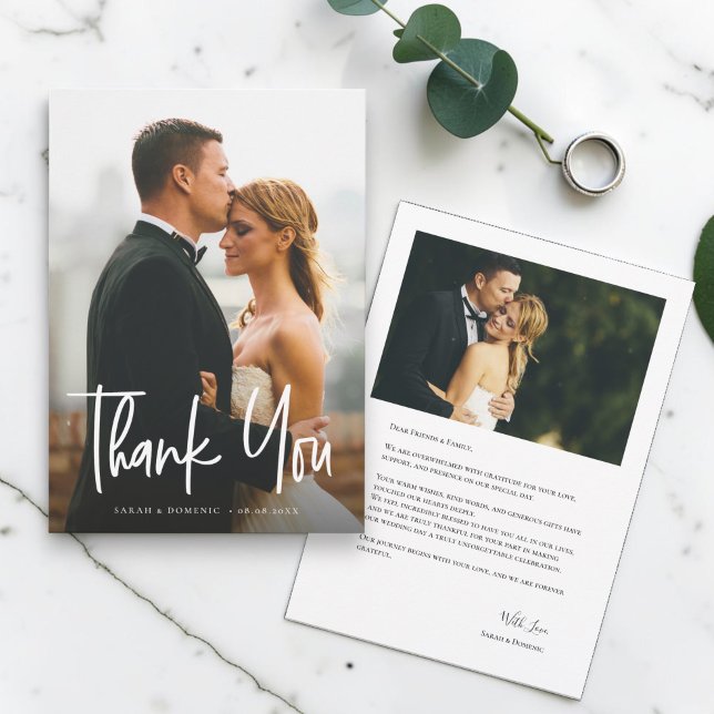 Carte De Remerciements Script de remerciement de mariage photo simple mod (Créateur téléchargé)