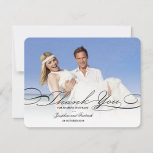 Carte De Remerciements Script Design Et Élégant Photo Simple Mariage