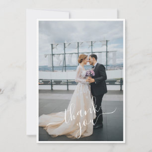 Carte De Remerciements Script Lettré à la main Ajoutez votre 2 Mariage ph