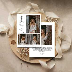 Carte De Remerciements Script Love & Thanks 4 Photo Bridal Shower