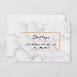 Carte De Remerciements Script Marbre blanc