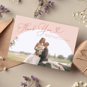 Carte De Remerciements Script Mariage Arche rose