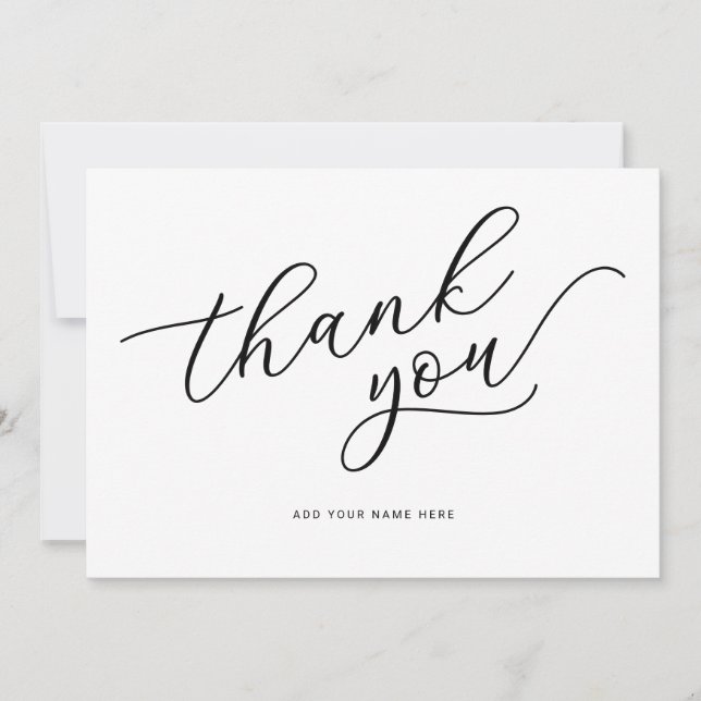 Carte De Remerciements Script minimaliste moderne (Devant)