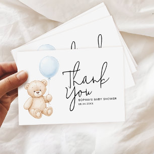 Carte De Remerciements Script minimaliste moderne Baby shower Ours en Ted