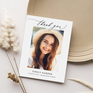 Carte De Remerciements Script minimaliste moderne Deux diplômes photo