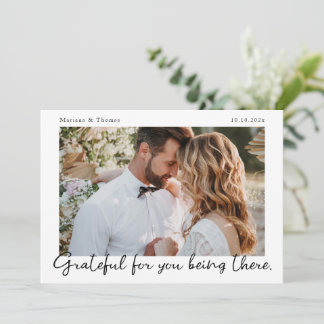 Carte De Remerciements Script Modern Wedding Photo Thank You Card
