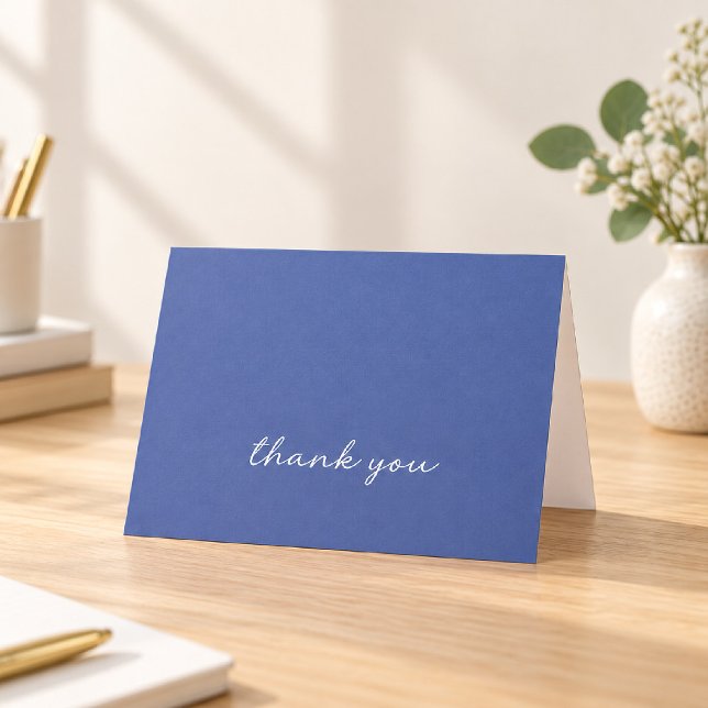 Carte De Remerciements Script Moderne Bleu Plié (Créateur téléchargé)