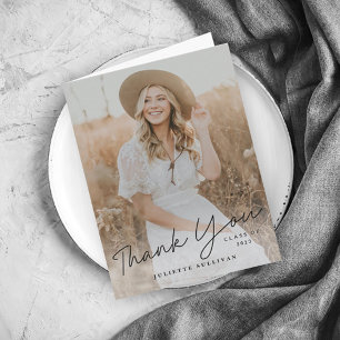 Carte De Remerciements Script moderne Diplôme photo simple