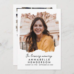 Carte De Remerciements Script moderne élégant 2-Photo Funérailles/Mémoria