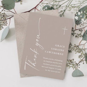 Carte De Remerciements Script moderne élégant Boho Baptême