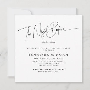 Carte De Remerciements Script Moderne La Nuit Avant L'Invitation