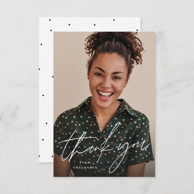 Carte De Remerciements Script moderne simple une graduation photo (Devant / Derrière)