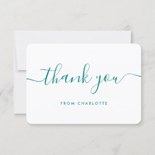 Carte De Remerciements Script moderne Turquoise Wedding shower Anniversai