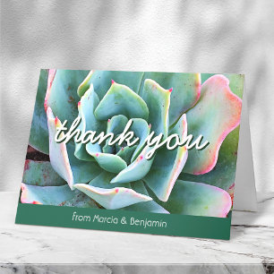 Carte De Remerciements Script monogramme gras nom photo de cactus vert me